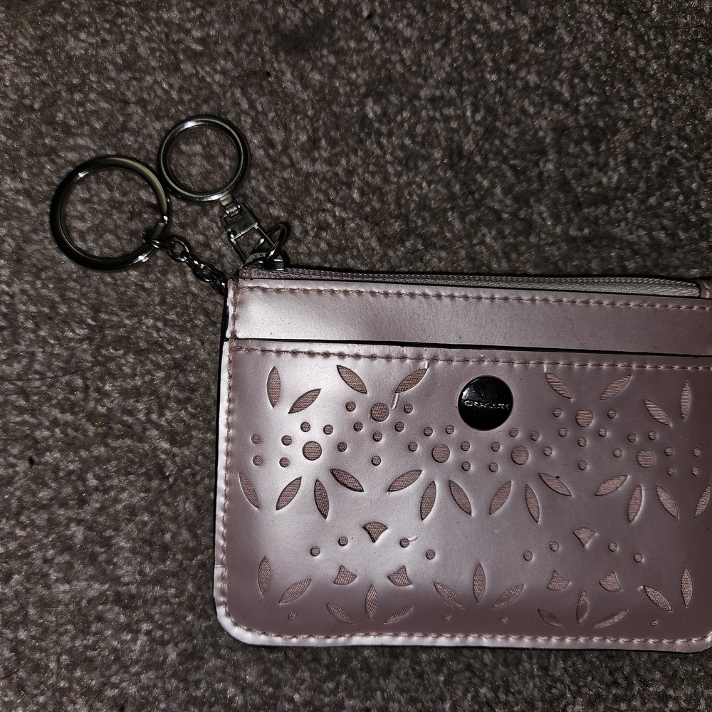 Coach Pink Floral Embossed Key Card Holder